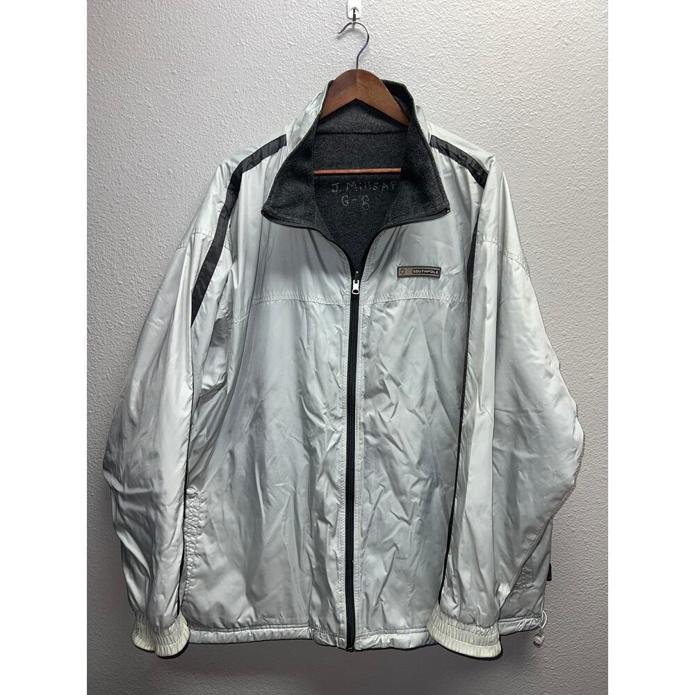 Southpole Reversible Jacket Gray Fleece Nylon South Pole Full Zip Y2K 2000s 2XL